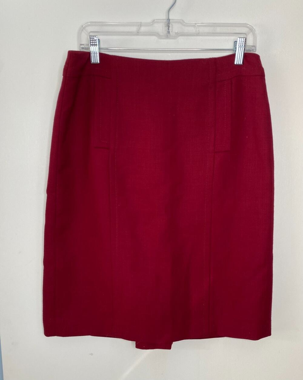 ANN TAYLOR 100% Wool Skirt - Dark Berry Red, Size 8 Lined, Classic Career